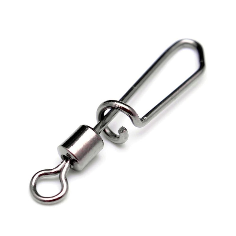 Dr.Fish 20pcs Rolling Swivel with T Shape Snap 40-75lb
