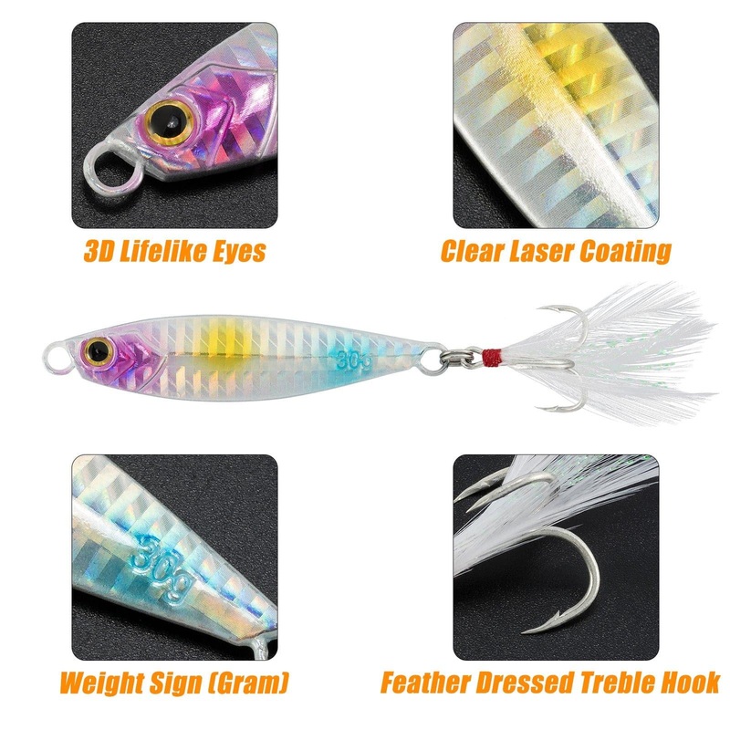 Dr.Fish 5pcs Long Casting Metal Jigs 1/2oz-2oz