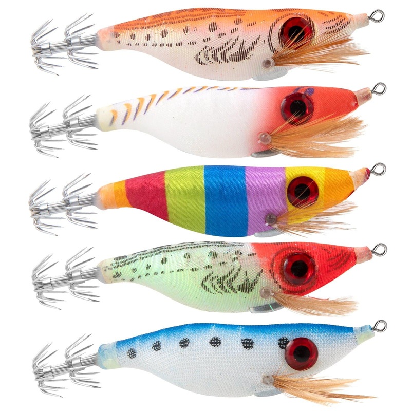 Dr.Fish 5pcs Squid Jigs Kit