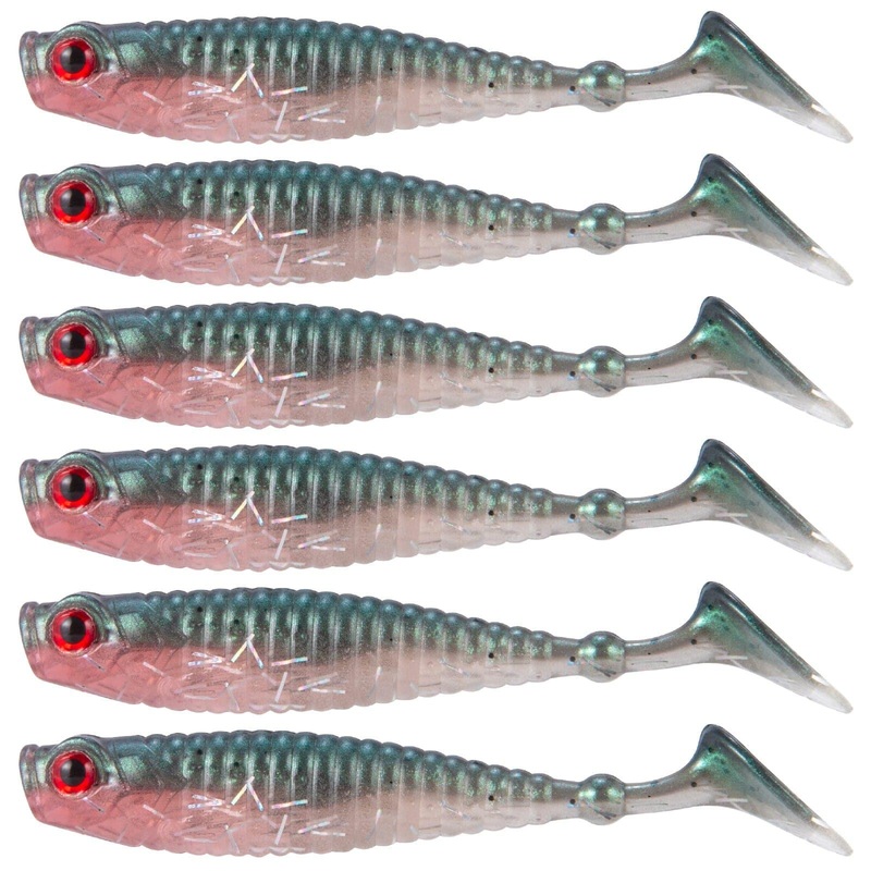Dr.Fish 8pcs Gillter Foil Soft Baits 2.56”