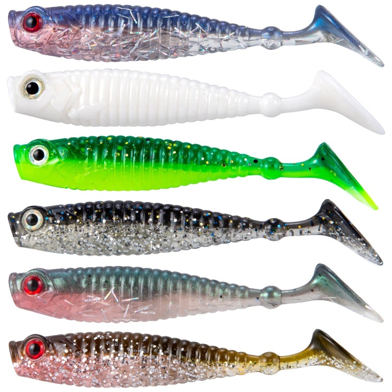 Dr.Fish 8pcs Gillter Foil Soft Baits 2.56”