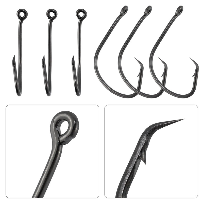 Dr.Fish 100pcs Sea Fishing Circle Hooks #4 to 5/0