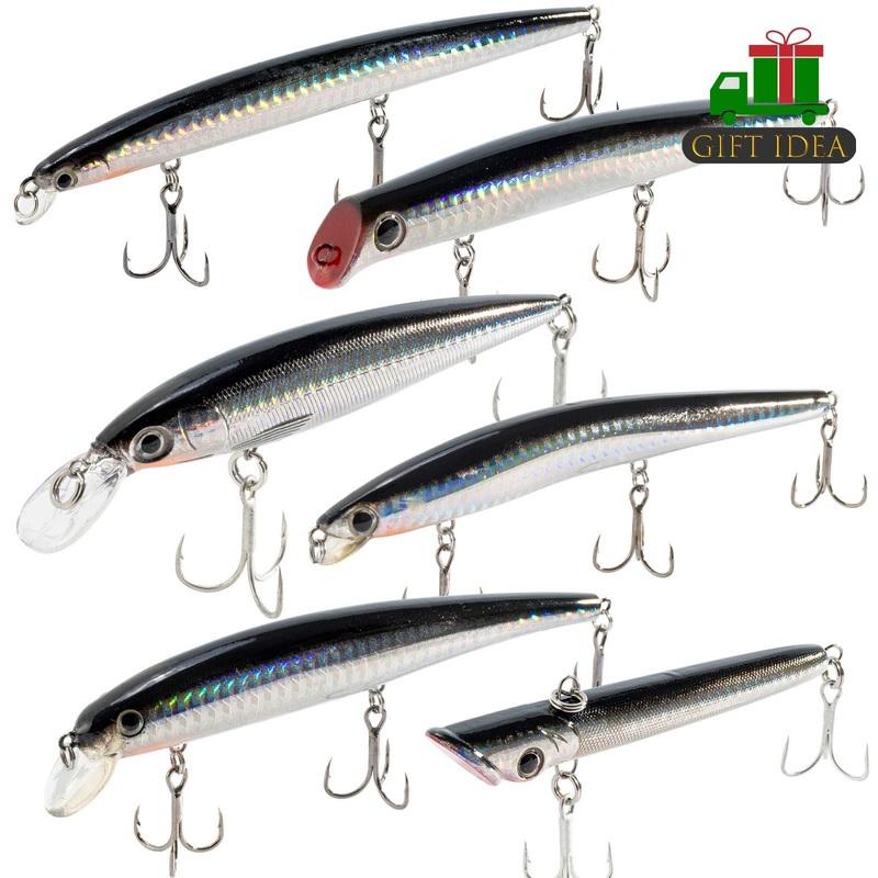 Dr.Fish 6pcs Minnow Lures Kit|6 pcs Mix|1pcs Type 6Length:4-7/10 (120mm)  Weight1-4/5oz(52g)|1pcs Type 5:Length:5”(130mm)          Weight1/2oz (13g