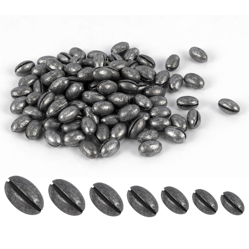 Dr.Fish 100 pcs Oval Split Sinkers Lead Weights 1/50 to 1/14oz