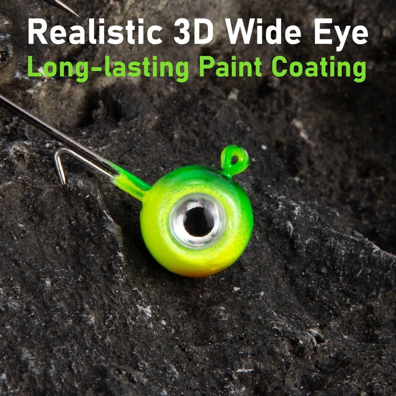 Dr.Fish 10pcs 3D Round Eye Jig Heads 1/16oz-3/8oz