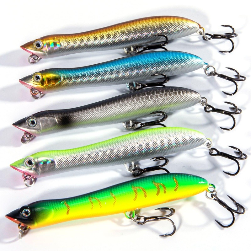 Dr.Fish 5pcs Topwater Lures Floating Pencil  Popper Lure 3.3 3.13oz