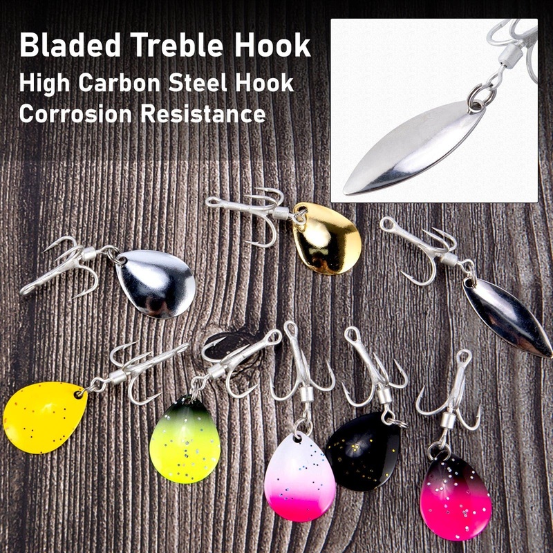 Dr.Fish10pcs Fishing Blade Spinner Hooks Fishing Lures