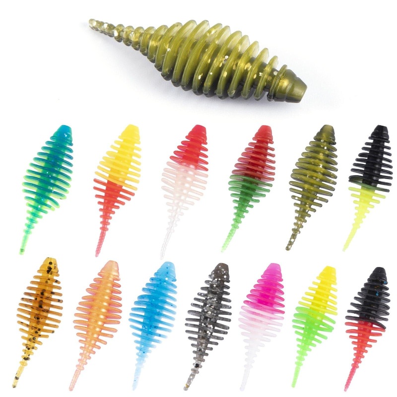 Dr.FIsh10pcs SoftPlasticRibbedSwimbait1.4”