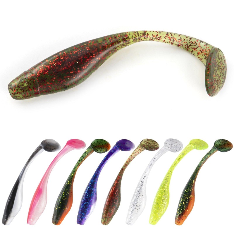 Dr.Fish 10pcs 8 Colors Flashing Glitter soft Baits 5.11” 4oz