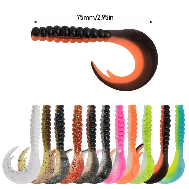 Dr.Fish 10pcs Plastic Worm Swimbaits 2.95”