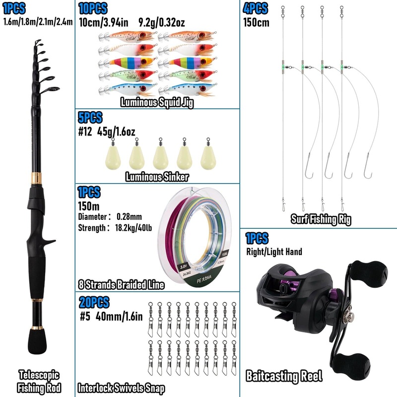 Dr.Fish 45pcs Surf Fishing Rod and Reel Combo