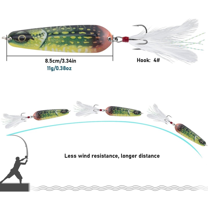 Dr.Fish 4pcs Spoons Lures with #4 Hook 3.34 0.38oz