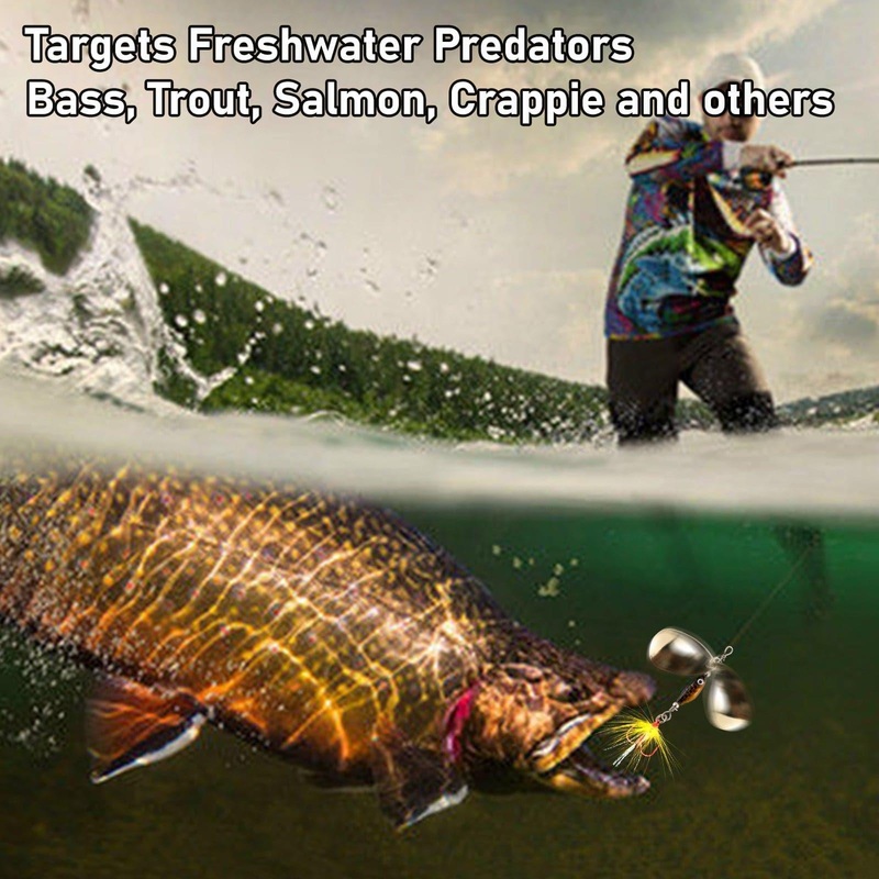 Dr.Fish 5pcs Inline Spinners BaitRooster Tail Lures kit