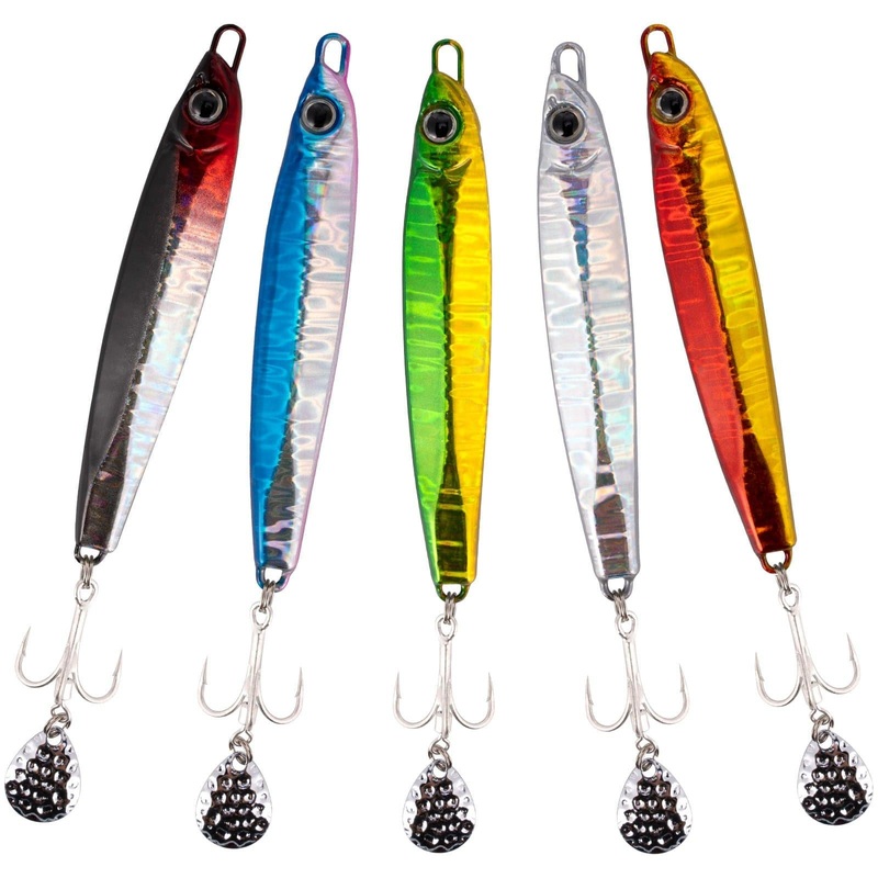 Dr.Fish 5pcs Metal Spinner Vertical Jigs 3-3.75”