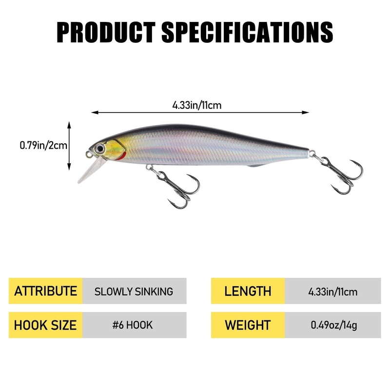 Dr.Fish 5pcs Minnow Fishing Lures 4.33  0.49 oz