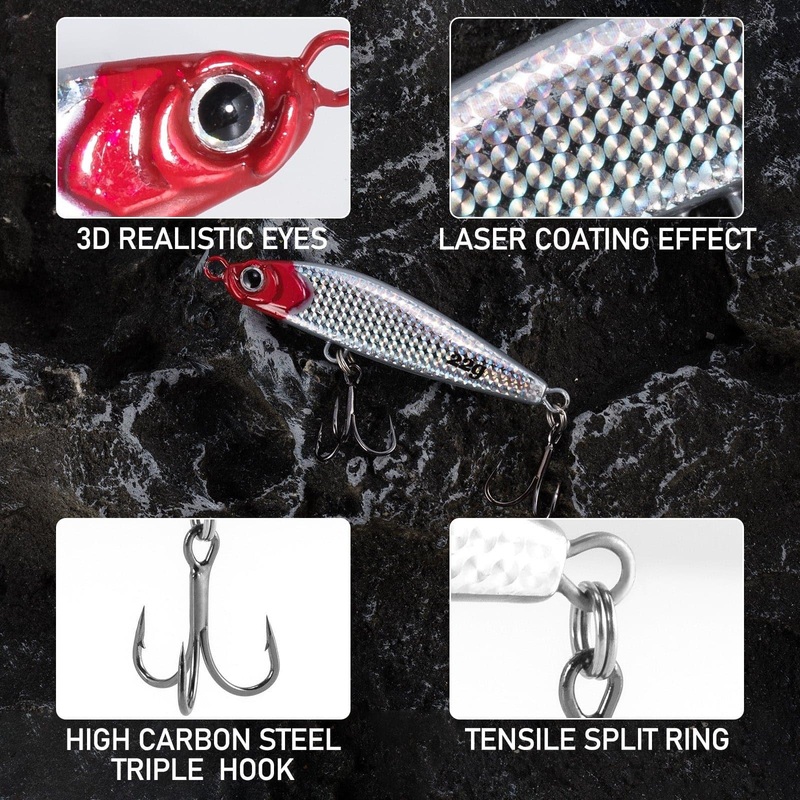 Dr.Fish 5pcs Sinking Diamond Spoon Jig 2.17-2.44” 1/2-3/4oz