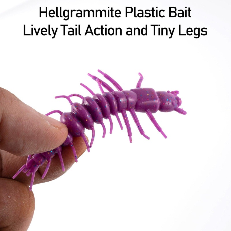 Dr.Fish 8pcs Hellgrammite Plastic Soft Worm Lure 3”