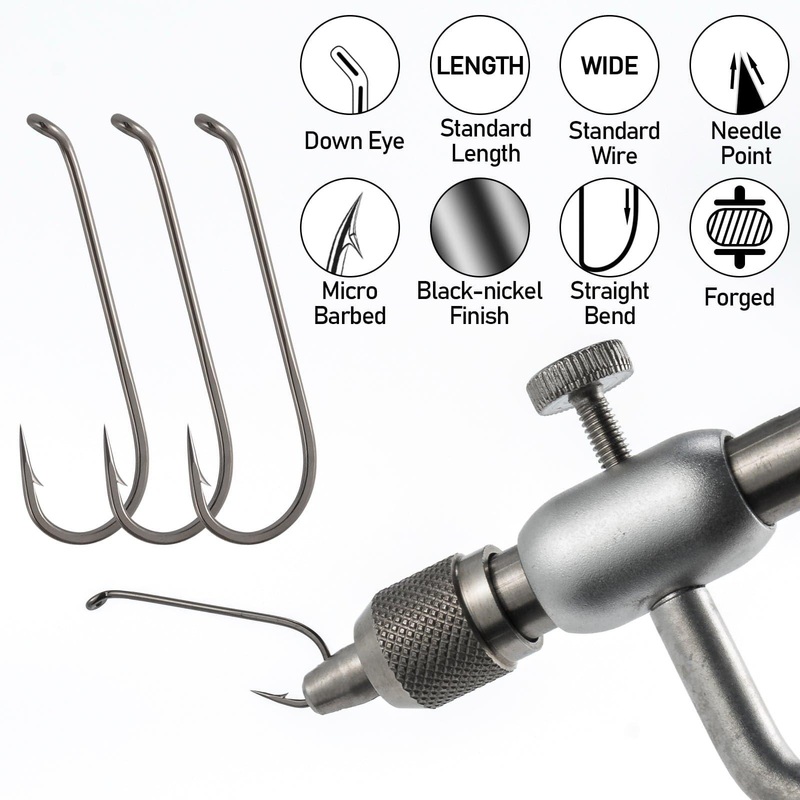 Dr.Fish 100pcs Barbed Dry Fly Fishing Hooks 22#-10#