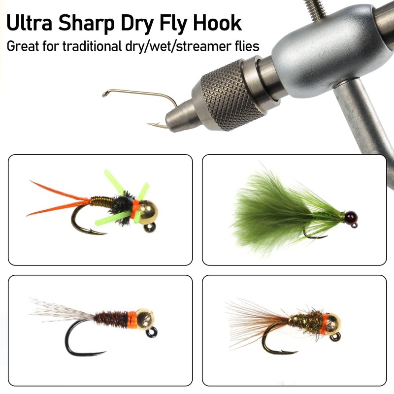 Dr.Fish 100pcs Barbless Dry Fly Hooks 12#-18#