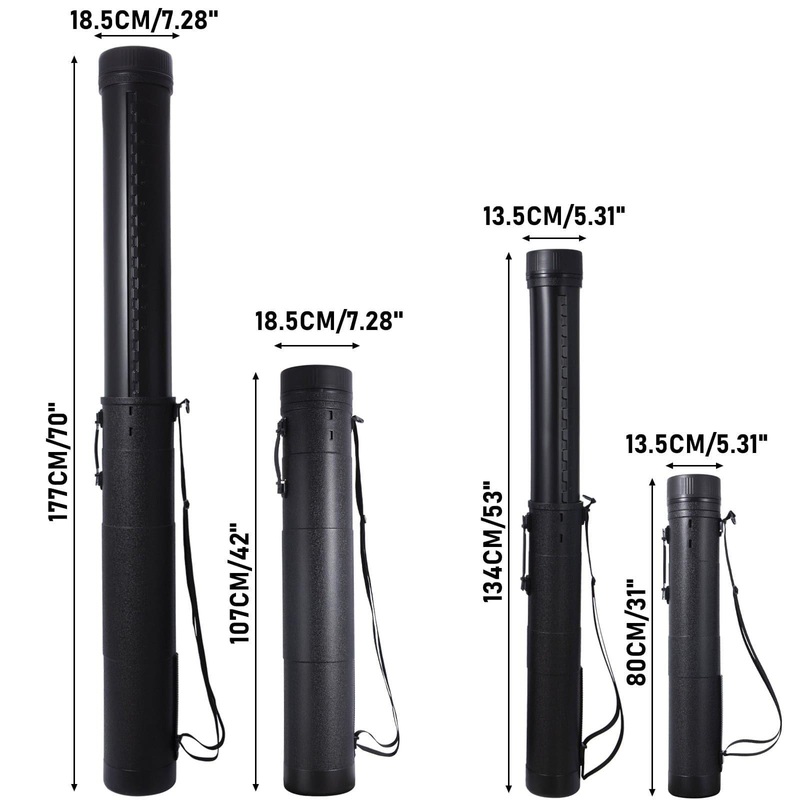 Dr.Fish 2pcs large Telescoping Rod Tube + 6 Wrap Tie Fishing Pole Storage