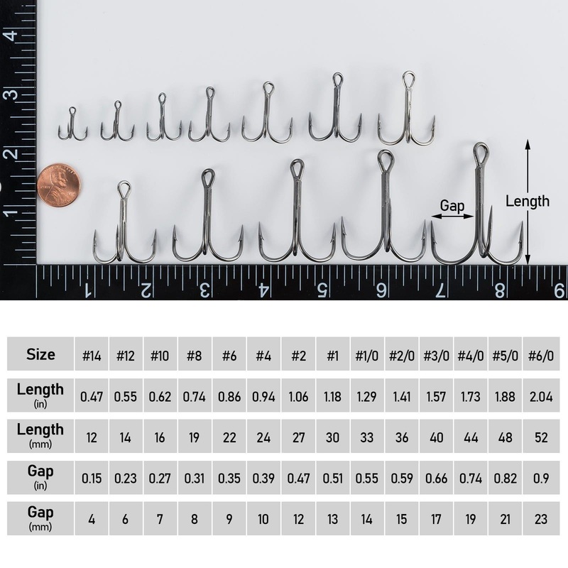 Dr.Fish 30pcs Fishing Treble Hooks #14-6/0