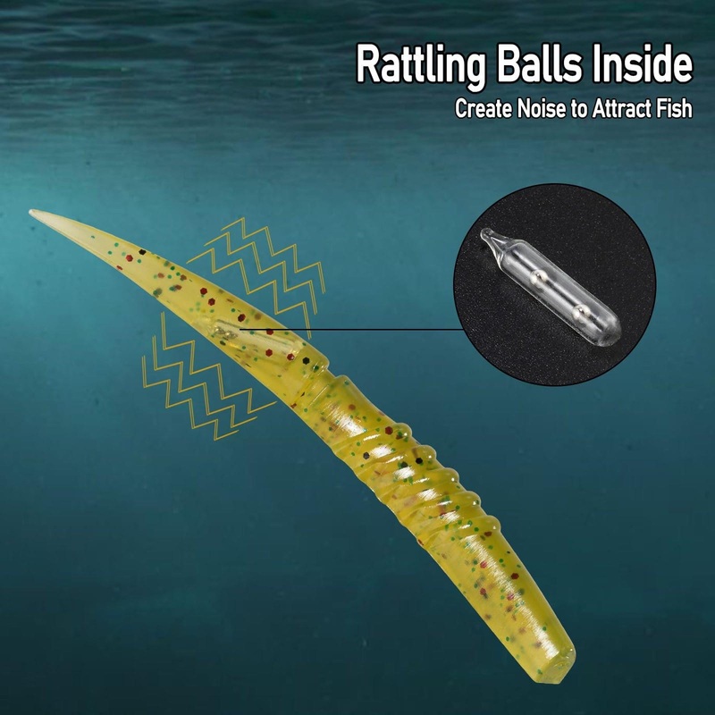 Dr.Fish 6pcs Worm Soft Plastic Baits 4.33” 0.19oz