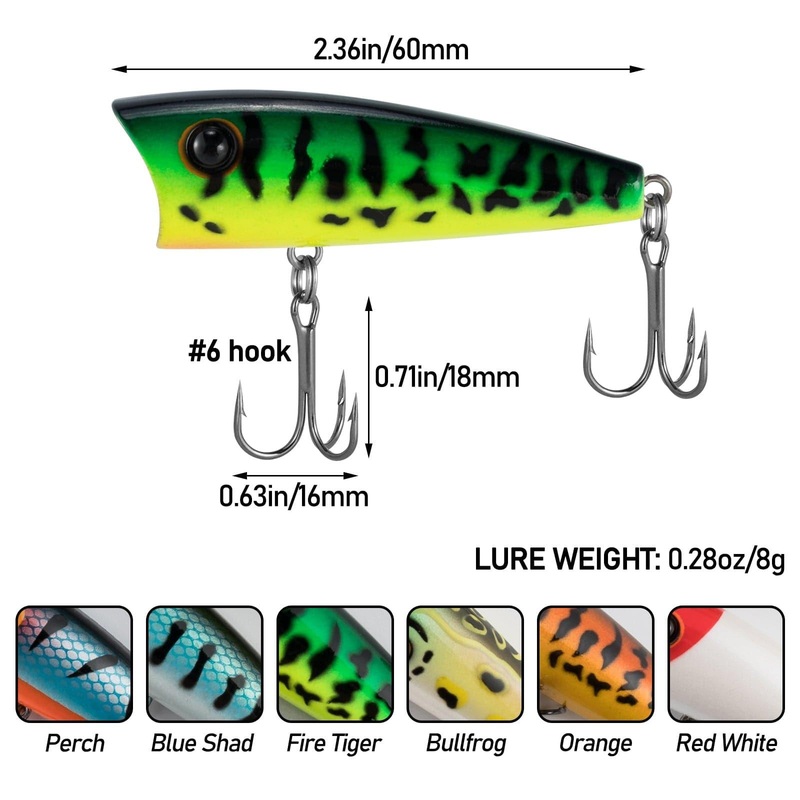 Dr.Fish Topwater Popper Fishing Lures 2.4 1/4oz