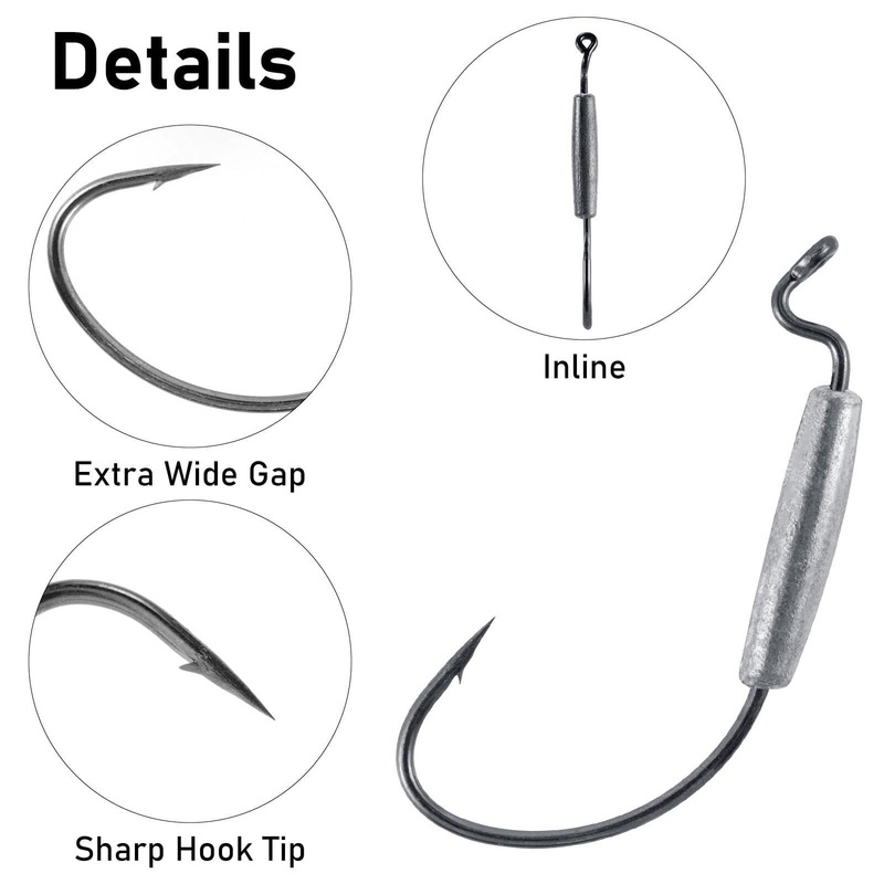 Dr.Fish 15pcs Weighted EWG Hooks 1#-5/0