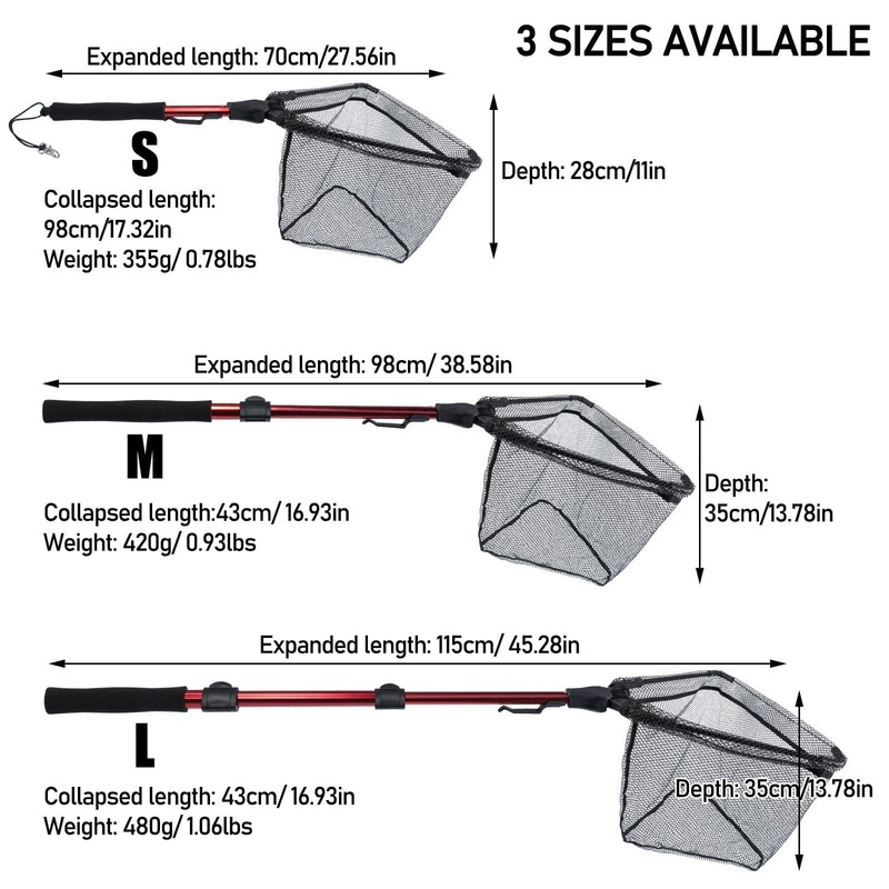 Dr.FIsh 3 Size Landing Net with Telescopic Pole Handle
