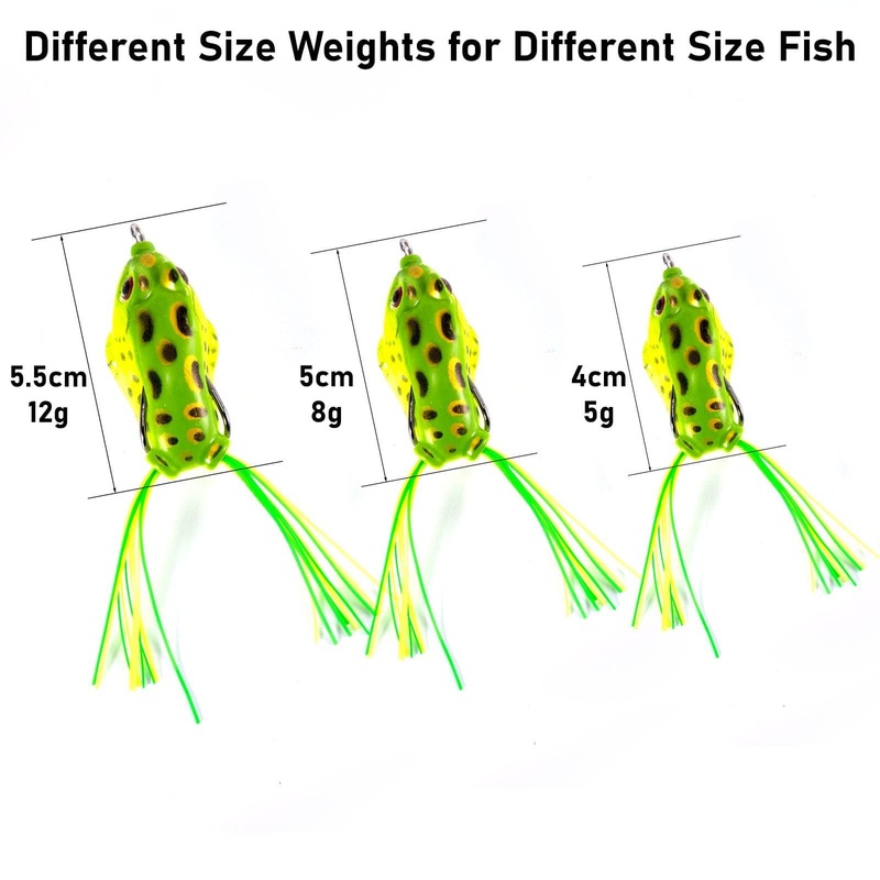 Dr.Fish 5pcs 3D Eyes Frog Soft Lures 5-12g