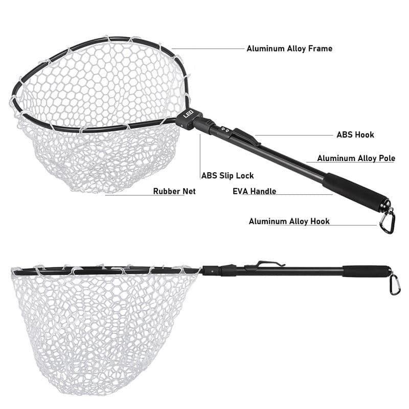 Dr.Fish Foldable Soft Rubber Mesh Trout Net