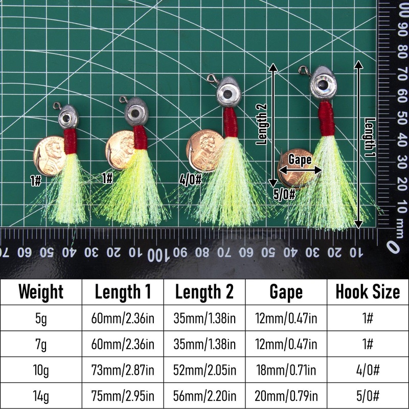 Dr.Fish 10pcs Fishing Eyes Jigs 3/16-1/2oz