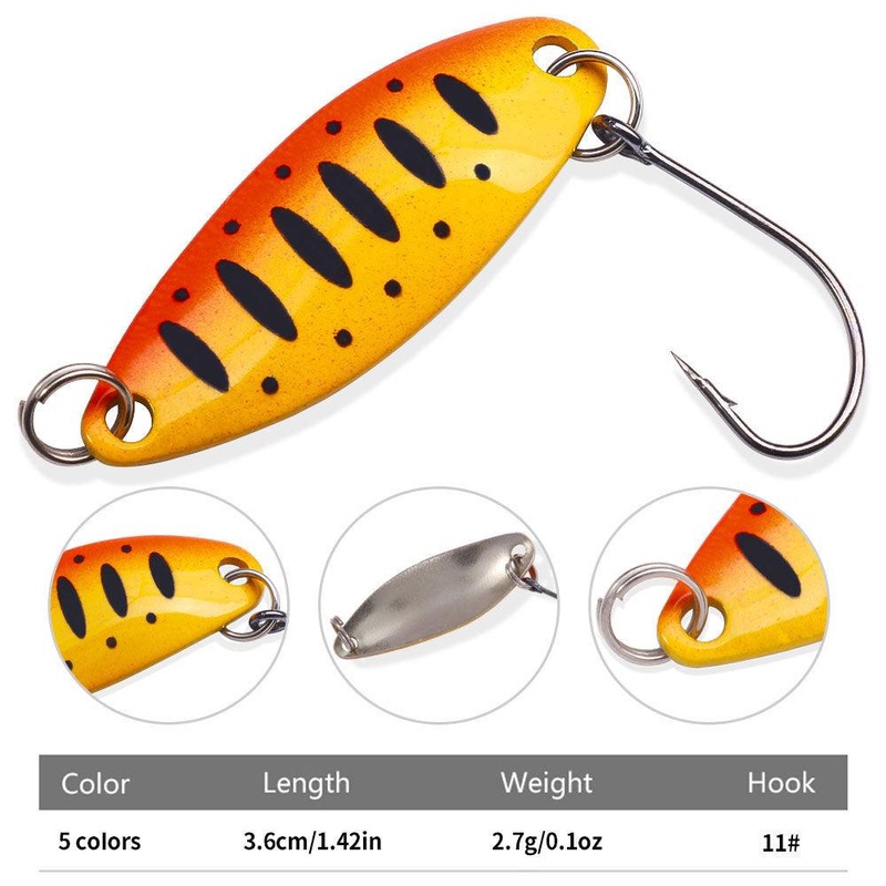 Dr.Fish 3pcs Colorful Fishing Spoon Lures 1/10oz