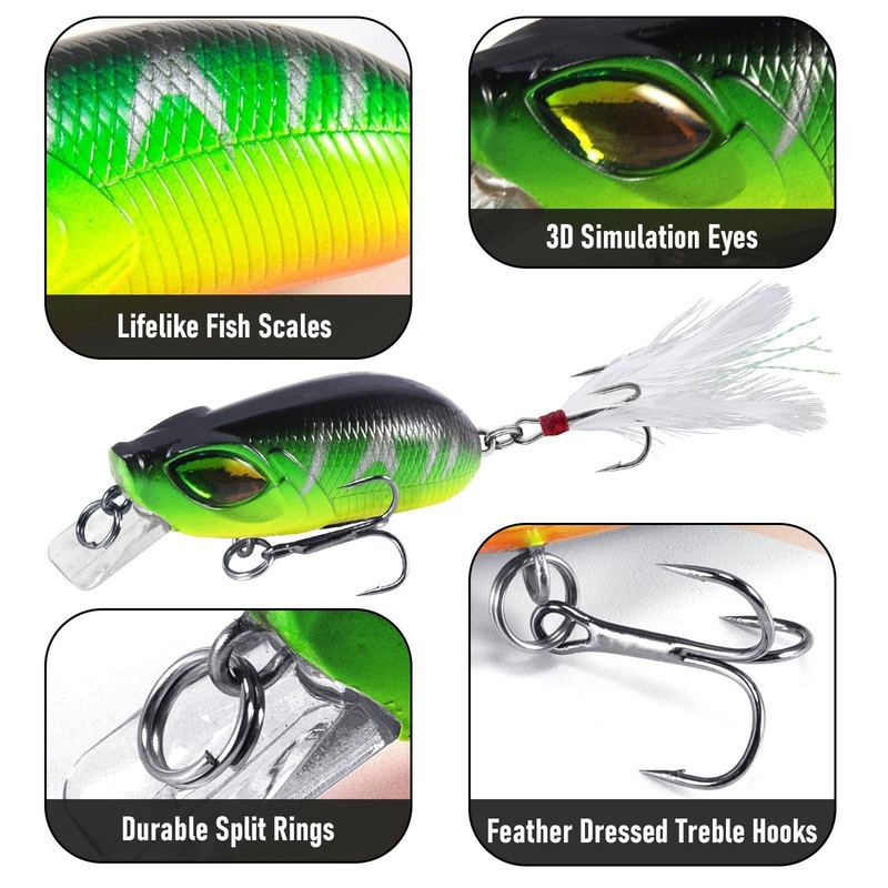 Dr.Fish 5pcs Minnow Crankbaits Fishing Lure 2.4”