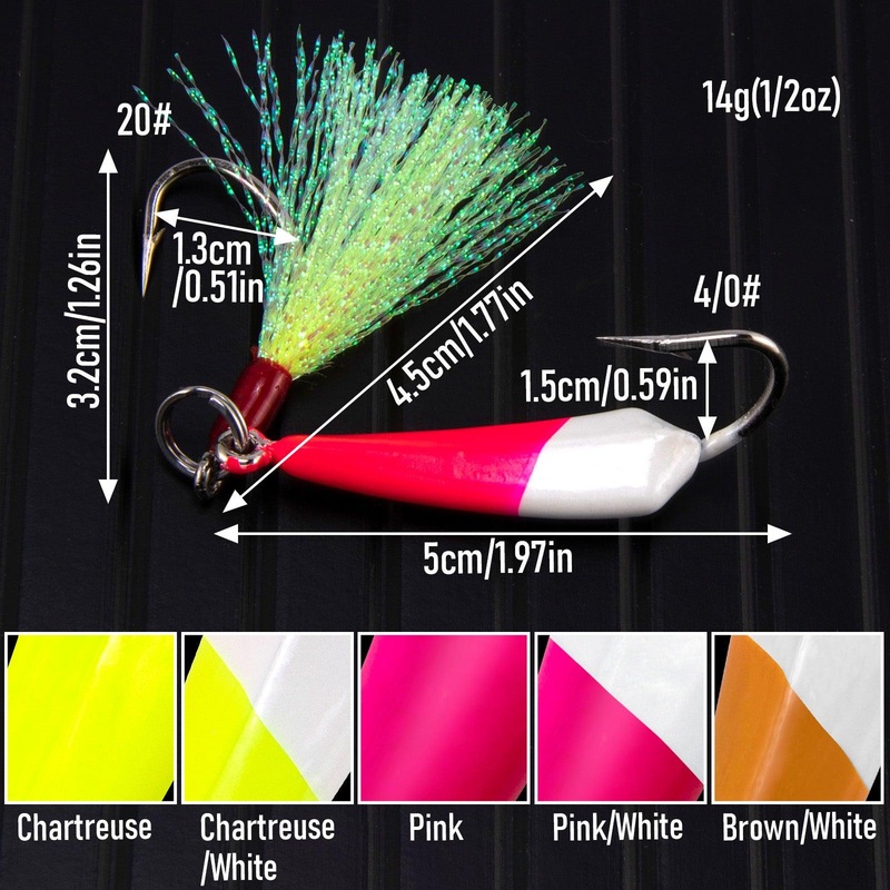 Dr.Fish 5pcs Pompano Jigs with Teaser Hooks