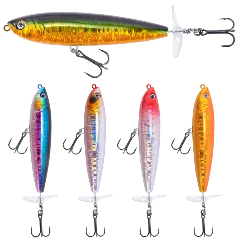 Dr.Fish 5pcs Topwater Fishing Lure 3D Floating 3.5”, 4.3”