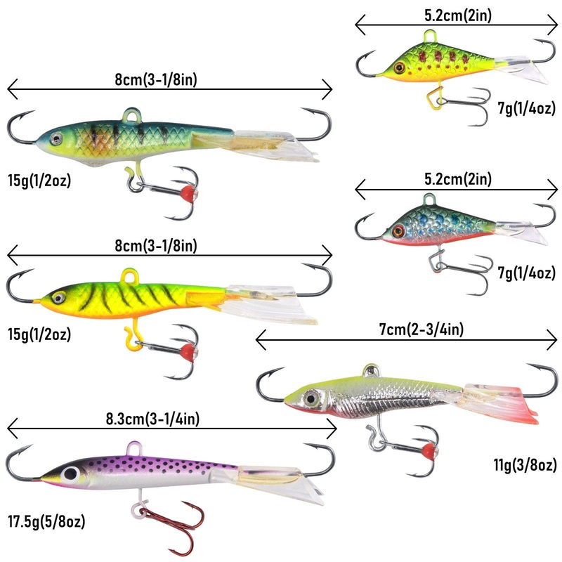 Dr.Fish 6pcs Ice Fishing Jig Lures Kit