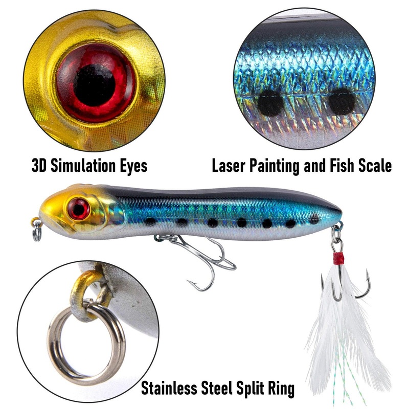 Dr.Fish 6pcs Topwater Fishing Lures 4”