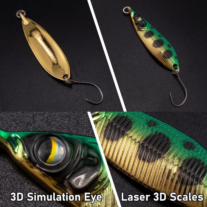 Dr.Fish 6pcs Trout Fishing Spoon Lure Kit 1/8 3/16oz