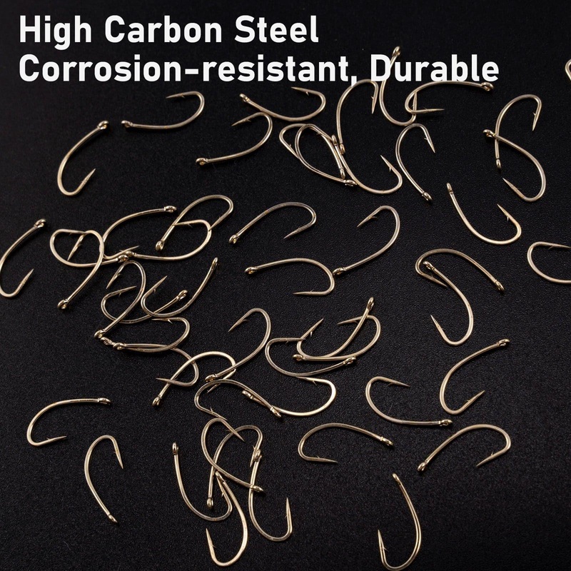 Dr.Fish 100pcs Gold/Silver Fly Tying HooK #12-#22