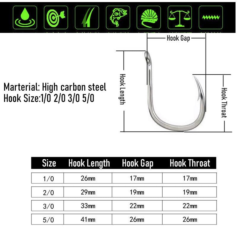 Dr.Fish 3pcs Carbon Steel Spinner Baits 1/0 2/0 3/0 5/0