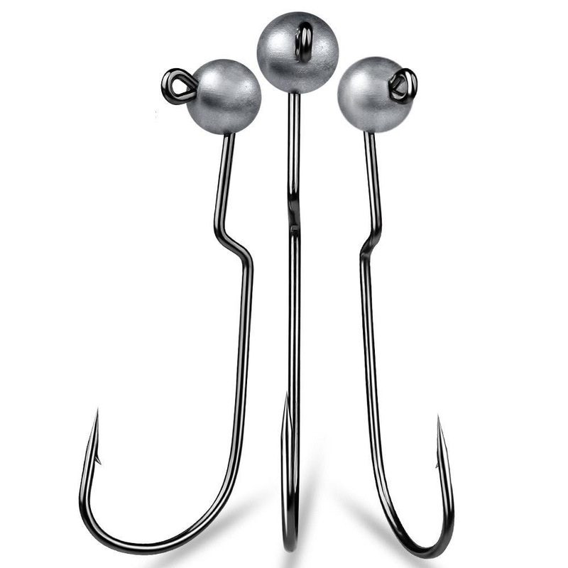 Dr.Fish 5pcs Fishing Worm Hook Jig Heads 1g, 1.8g, 2.5g