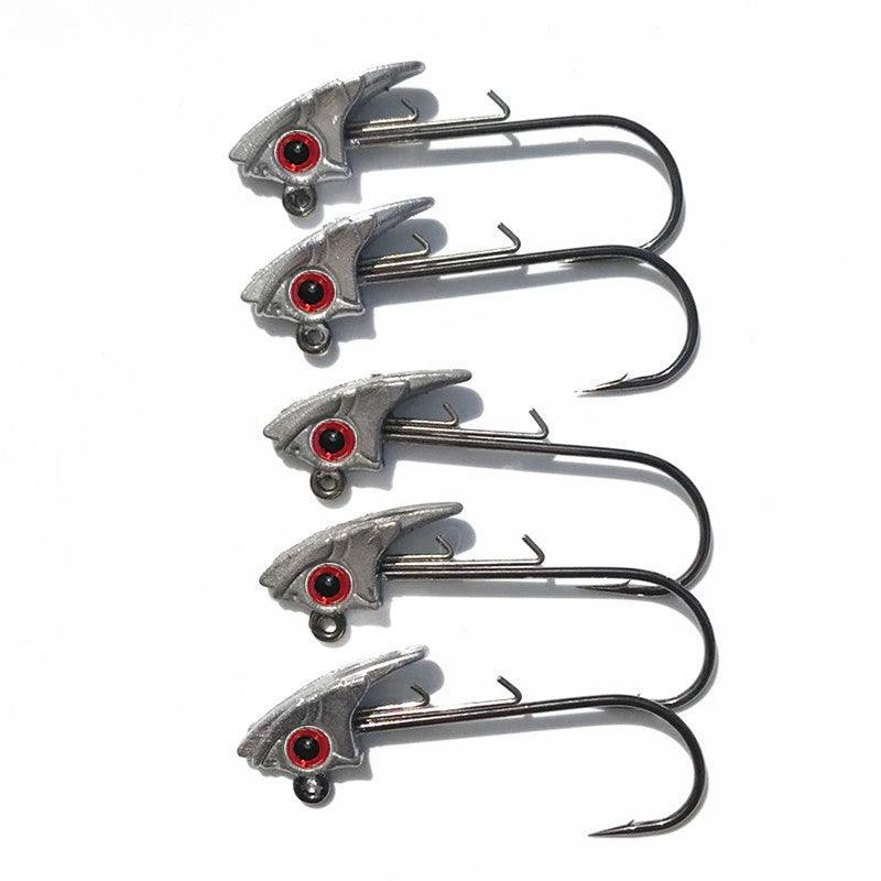 Dr.Fish 5pcs Red 3D eyes Swimbait Jig Head 5g 7g