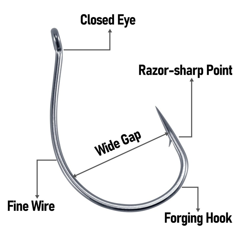 Dr.Fish 100pcs High Carbon Steel Drop Shot Hook #1-#3/0