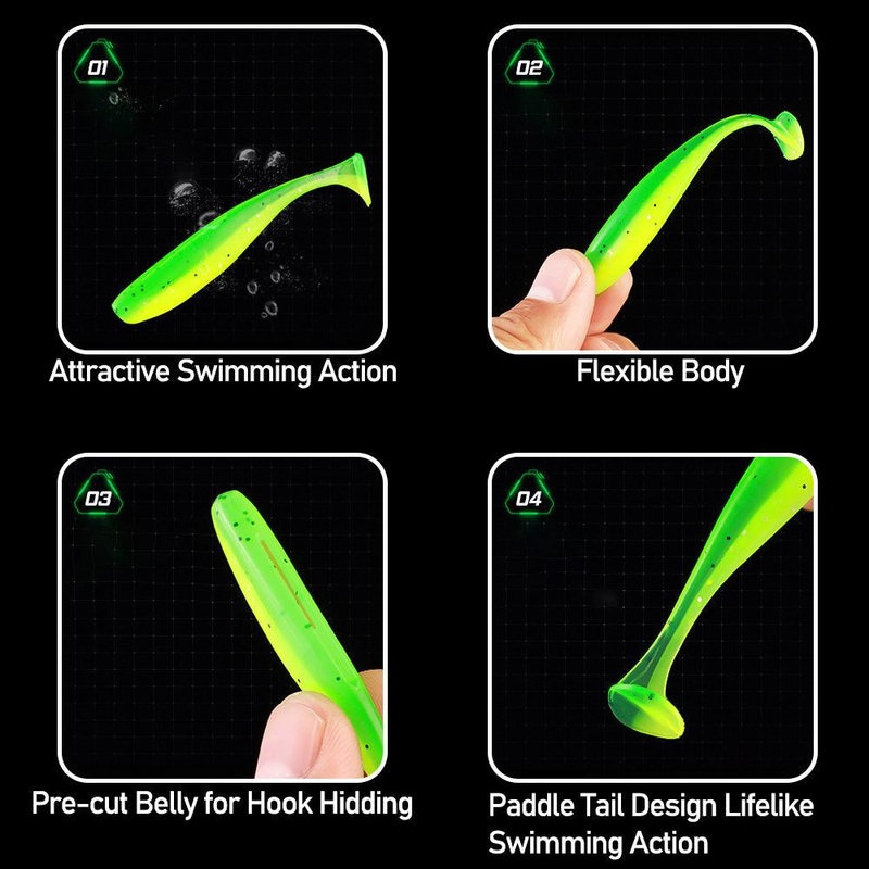 Dr.Fish 33pcs Fishing Jig Head&Paddle Tail Swimbaits Kit