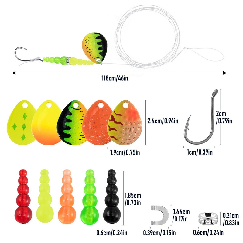 Dr.Fish 5pcs Walleye Spinner Rig Kit 46in 30lb