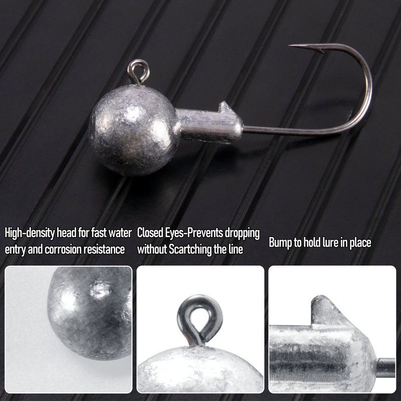 Dr.Fish 10pcs Sharp Jig Heads Hooks 3.5-28g