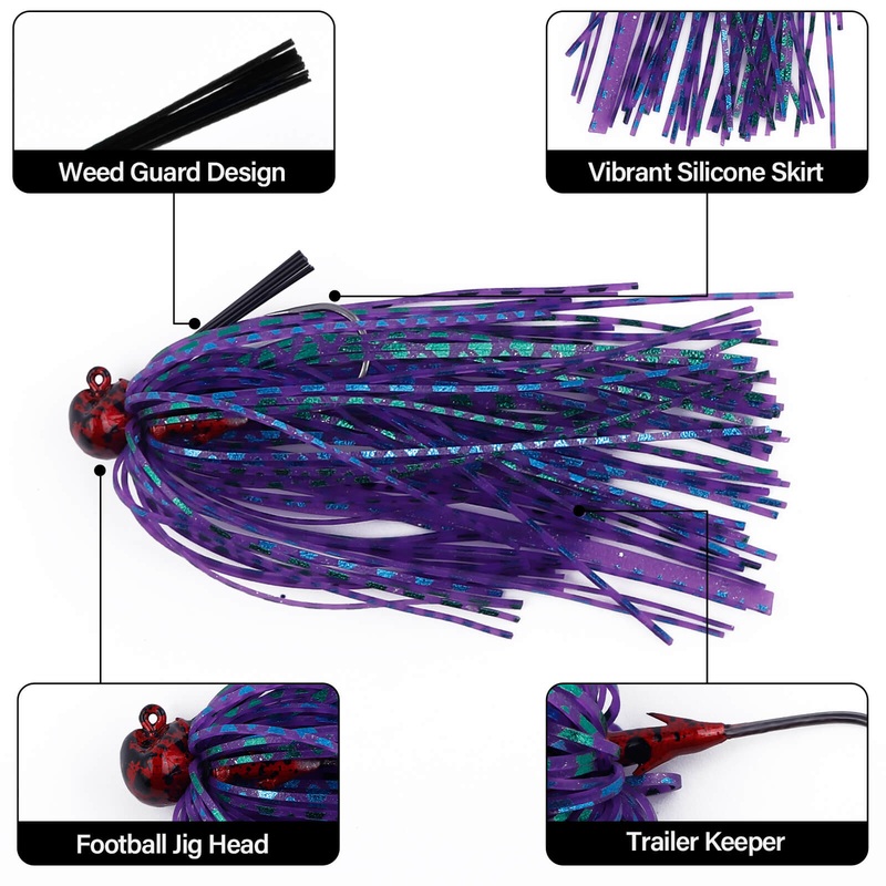 Dr.Fish 2pcs Weedless Football Jigs 1/8oz-1oz