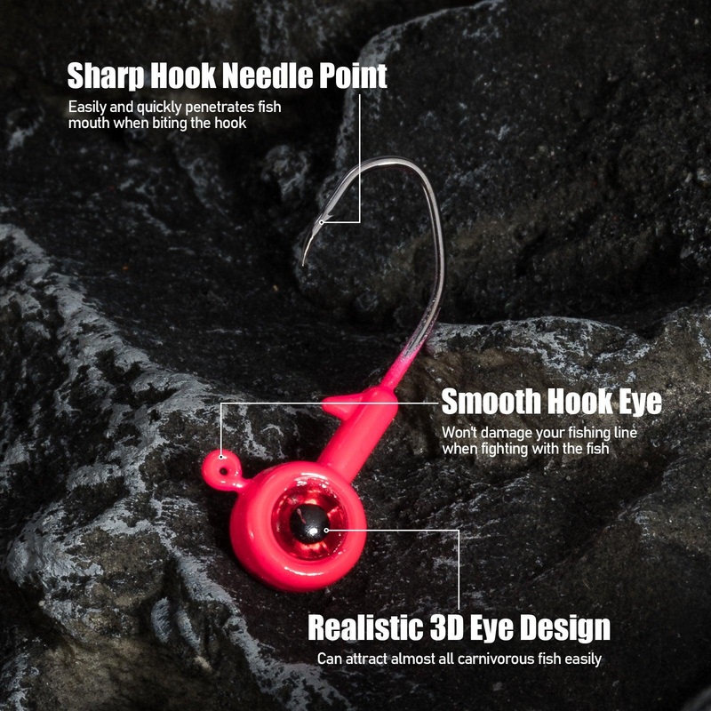 Dr.Fish 30pcs Big Eye Jig Heads 1/32oz-1/8oz(with Box)