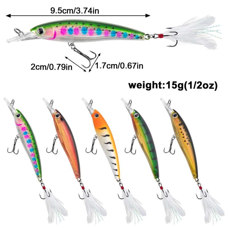 Dr.Fish 5pcs Jerkbait Minnow Lure 1/2oz